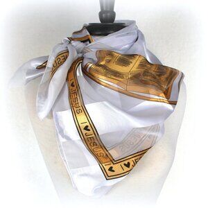 White Dove Bible Holy Spirit Worship Veil Christian Cross I ❤ Love Jesus Scarf